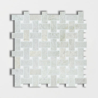 Ming Green Polished Basket Weave Marble Mosaic