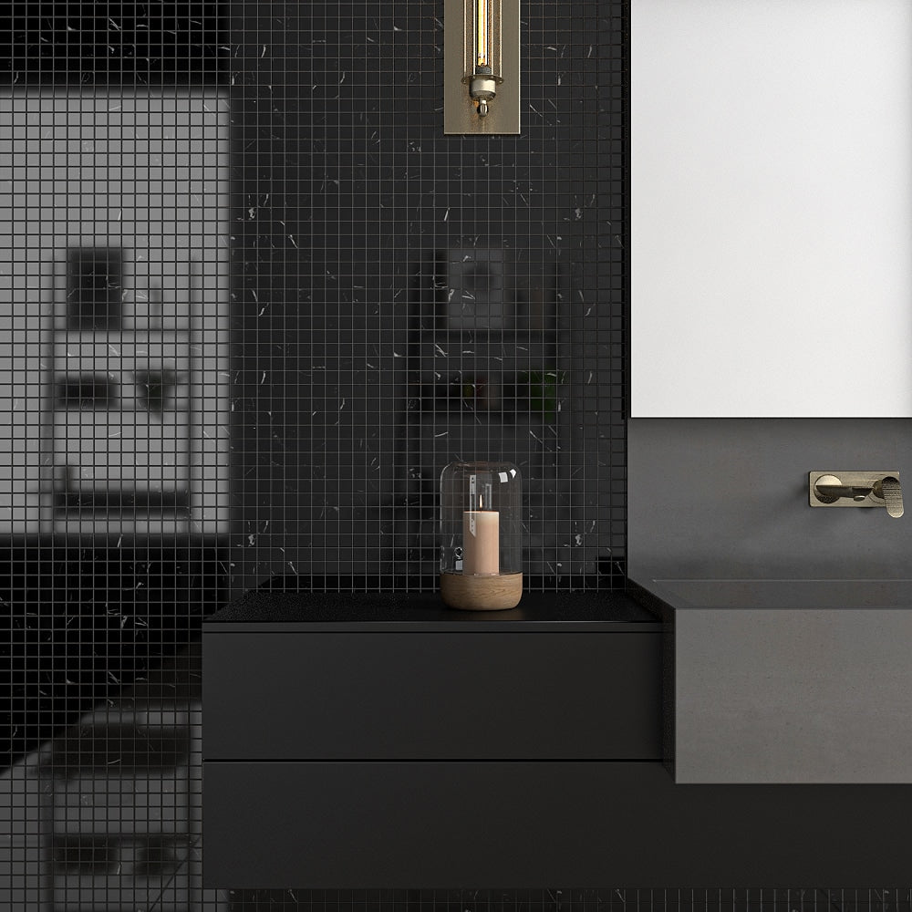Black Polished 1x1 Marble Mosaic