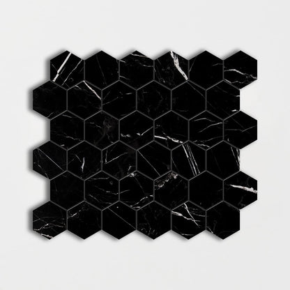 Black Polished Hexagon Marble Mosaic