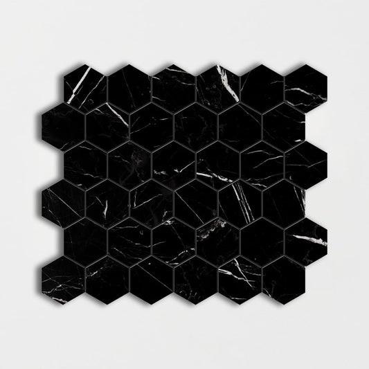 Black Polished Hexagon Marble Mosaic