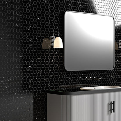 Black Polished Hexagon Marble Mosaic