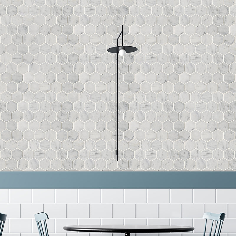 Italian Carrara Honed Hexagon Marble Mosaic