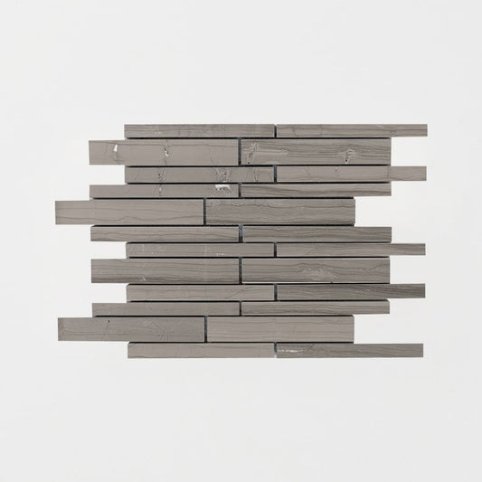 Athens Grey Dark Honed Staggered Joint Marble Mosaic