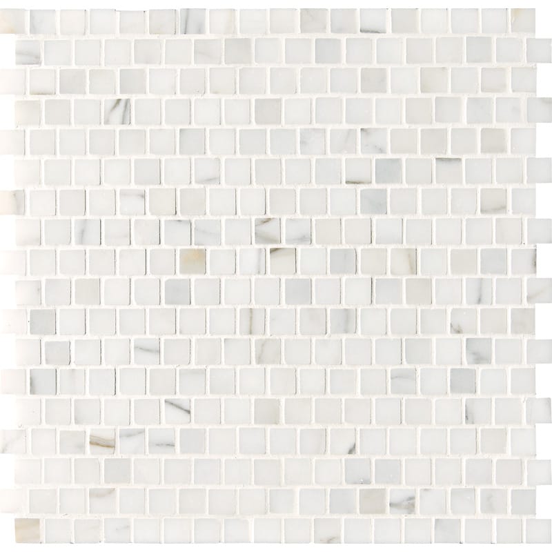 Calacatta Gold Honed Offset 5/8x5/8 Marble Mosaic