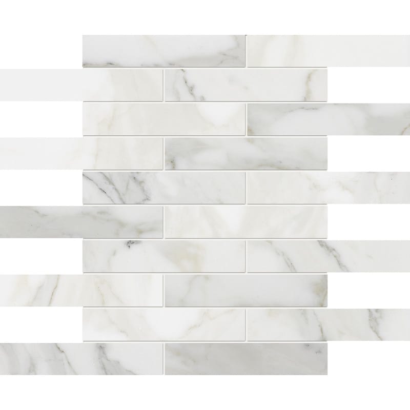 Calacatta Gold Honed 1 1/4x6 Marble Mosaic
