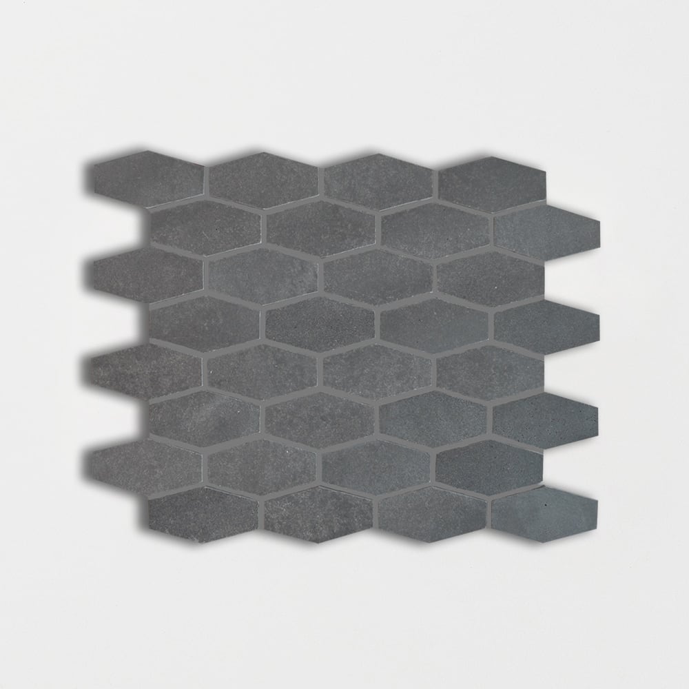 Basaltina Honed Elongated Hexagon Basalt Mosaic