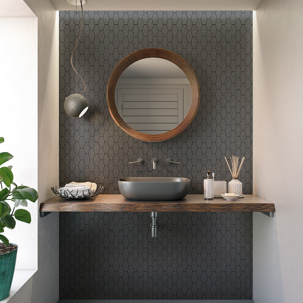 Basaltina Honed Elongated Hexagon Basalt Mosaic
