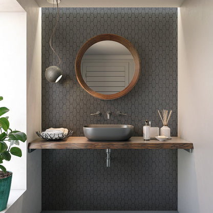 Basaltina Honed Elongated Hexagon Basalt Mosaic