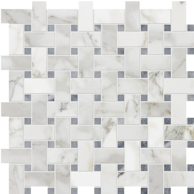 Calacatta Gold Honed Basket Weave Marble Mosaic