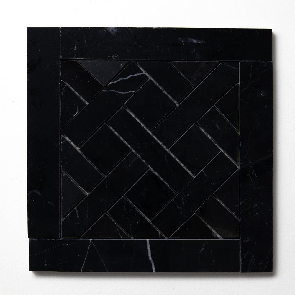 Black Polished French Quarter Marble Mosaic