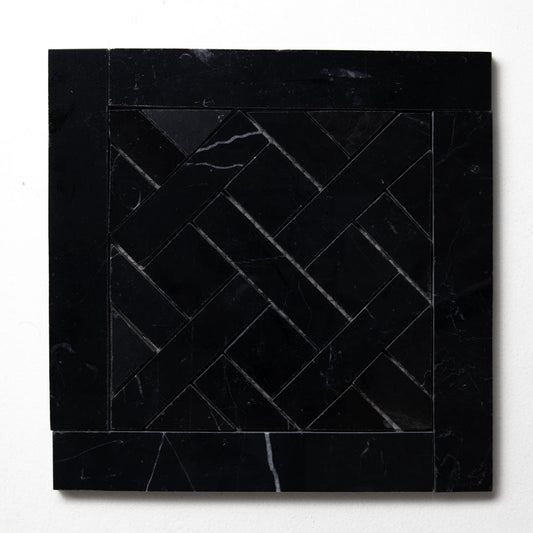 Black Polished French Quarter Marble Mosaic