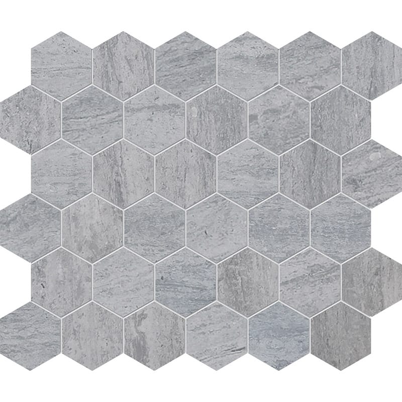 Athens Grey Dark Honed Hexagon 2 Marble Mosaic