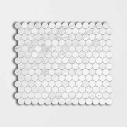 Bella White Polished Penny Round Marble Mosaic