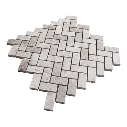 Sky Blue Honed Herringbone 1x2 Marble Mosaic