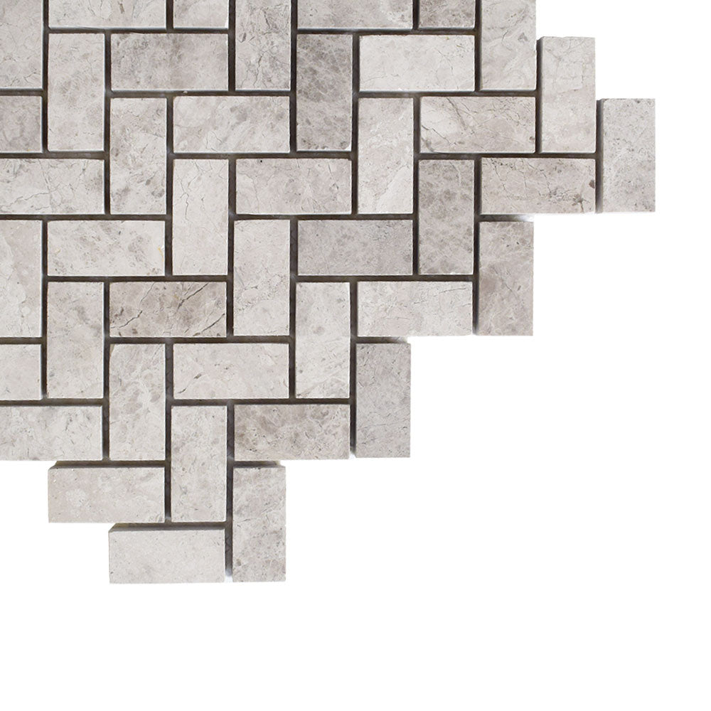 Sky Blue Honed Herringbone 1x2 Marble Mosaic