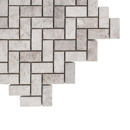 Sky Blue Honed Herringbone 1x2 Marble Mosaic