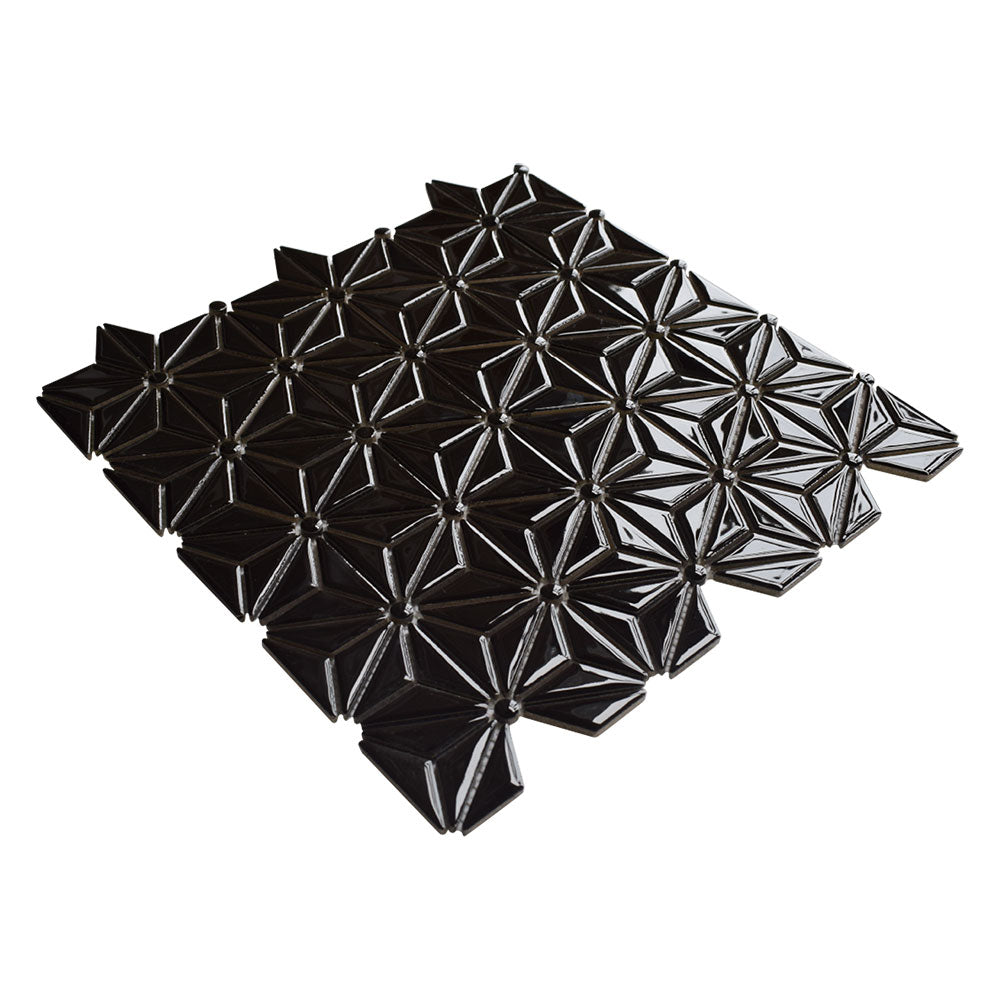 Black Pearl Glossy Triangle Colore Look Ceramic Mosaic