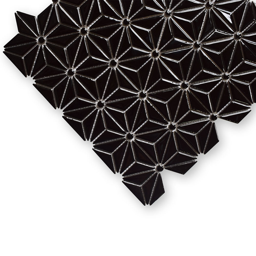 Black Pearl Glossy Triangle Colore Look Ceramic Mosaic
