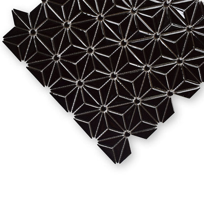 Black Pearl Glossy Triangle Colore Look Ceramic Mosaic