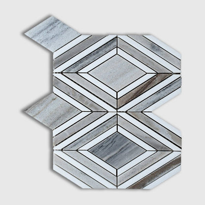 Thassos, Silver Sky Polished Stella Marble Mosaic