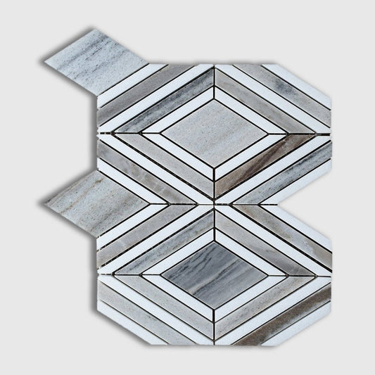 Thassos, Silver Sky Polished Stella Marble Mosaic