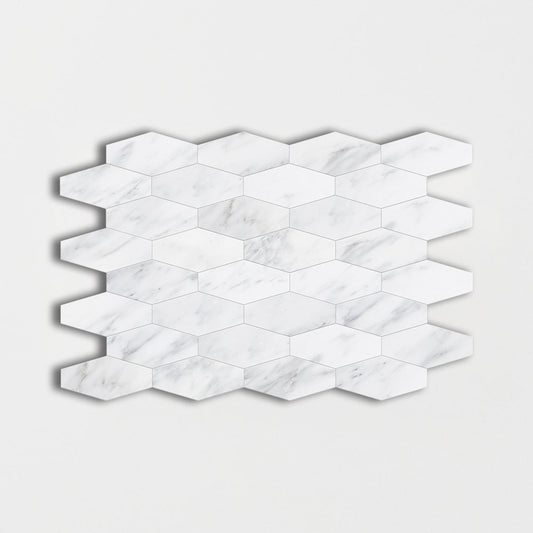 Bella White Honed Elongated Hexagon Marble Mosaic