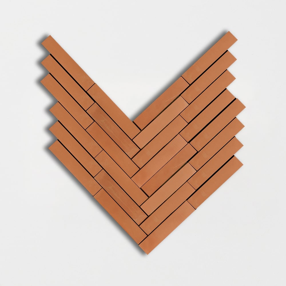 Cotto Natural Large Herringbone Terracotta Mosaic