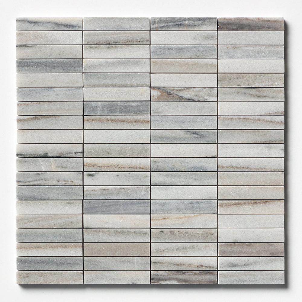 Silver Sky Honed 5/8x3 Marble Mosaic