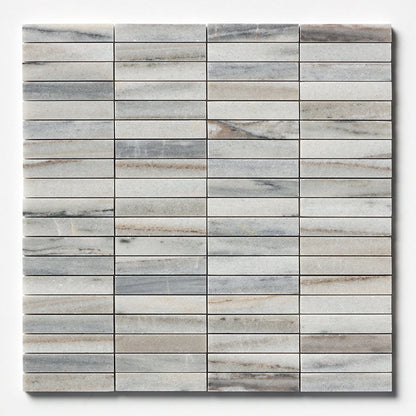 Silver Sky Honed 5/8x3 Marble Mosaic