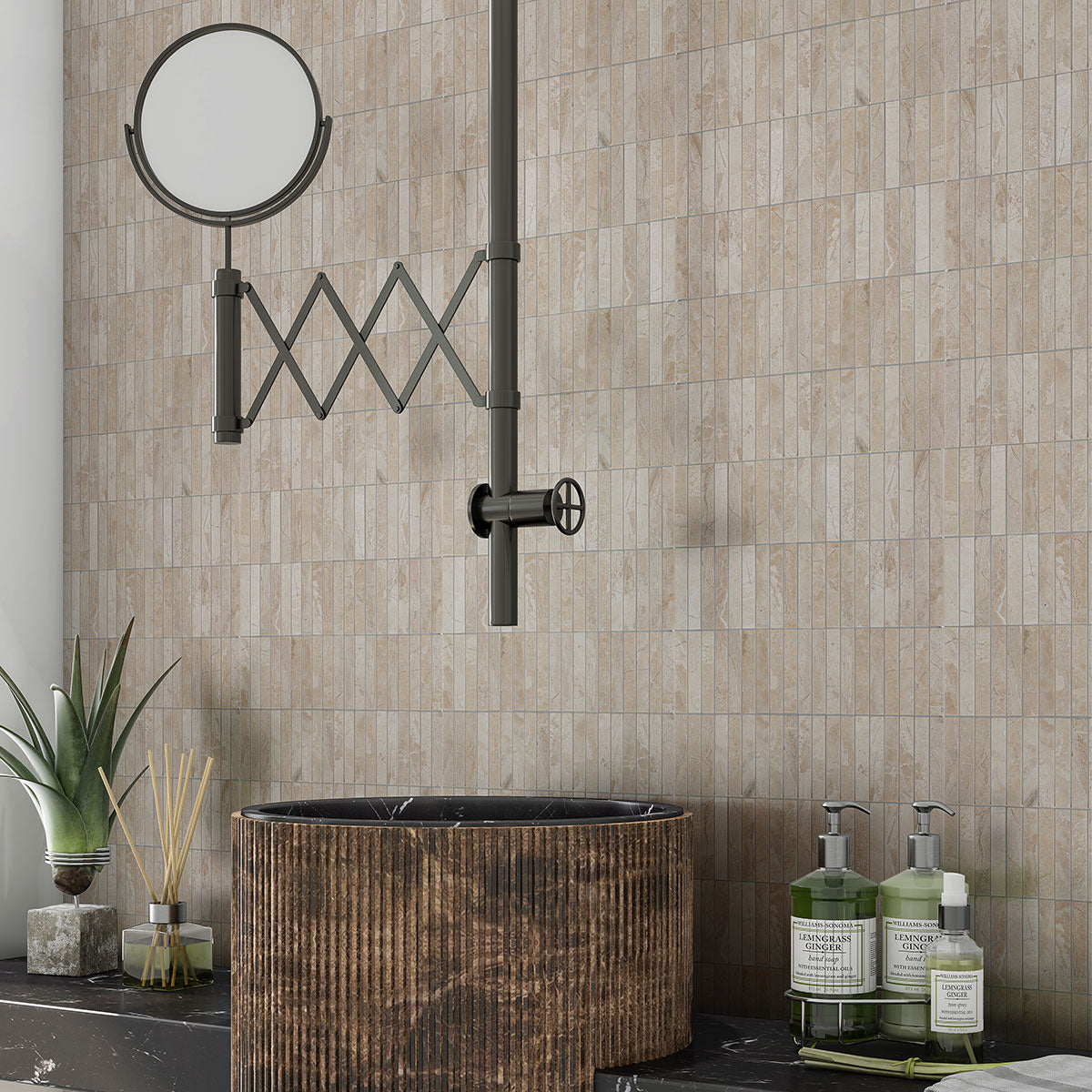 Royal Beige Honed Straight Sticks 5/8x3 Marble Mosaic
