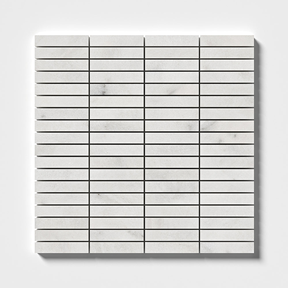 Bardiglio Light, Calacatta T Honed 5/8x3 Marble Mosaic