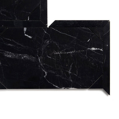 Black Honed French Interlock Marble Mosaic