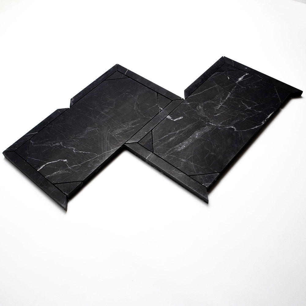 Black Honed French Interlock Marble Mosaic