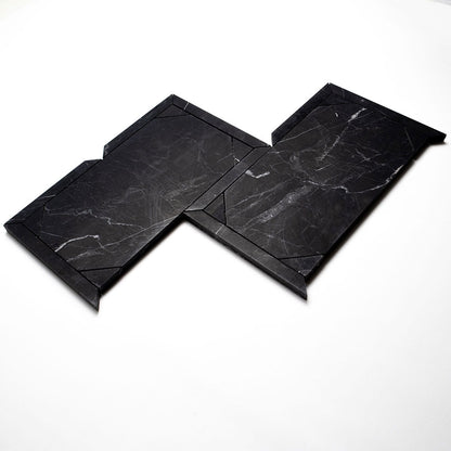 Black Honed French Interlock Marble Mosaic