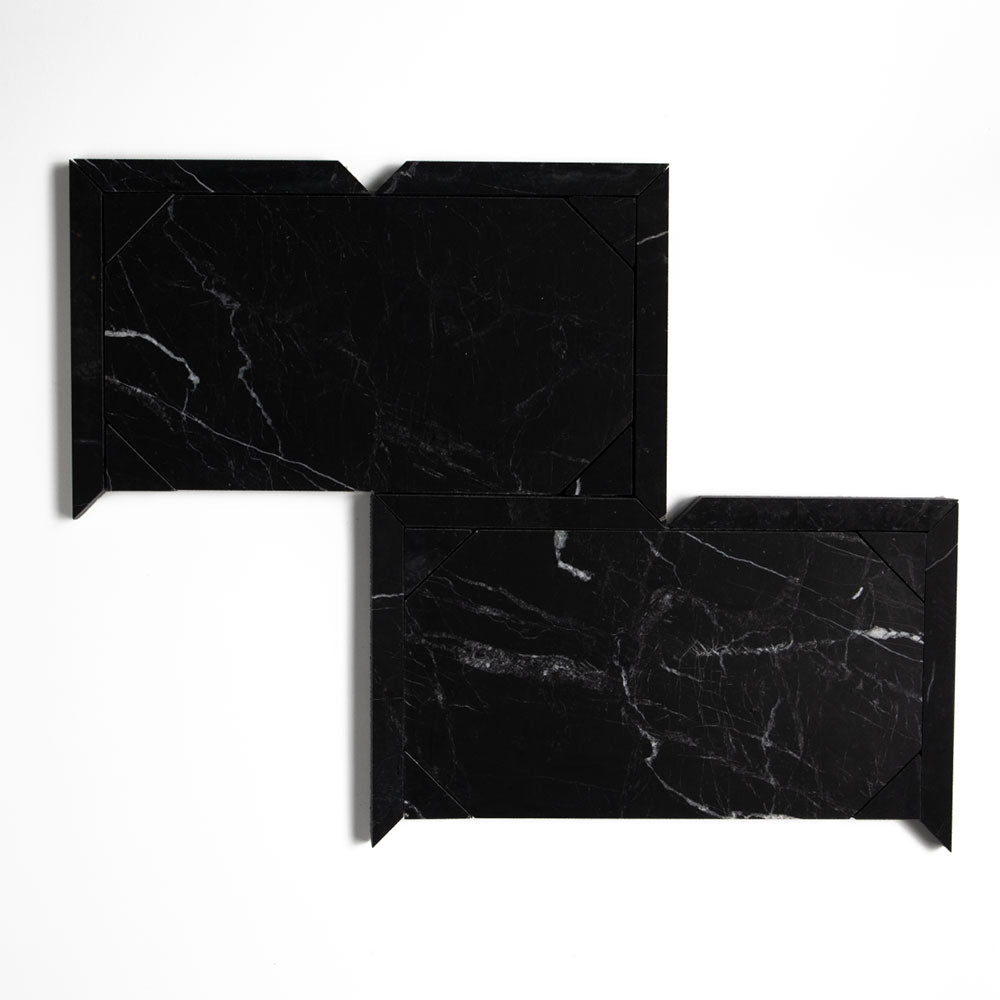 Black Honed French Interlock Marble Mosaic