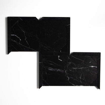 Black Honed French Interlock Marble Mosaic