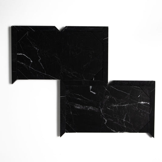 Black Honed French Interlock Marble Mosaic