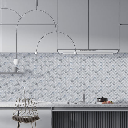 Italian Carrara Polished Herringbone Marble Mosaic