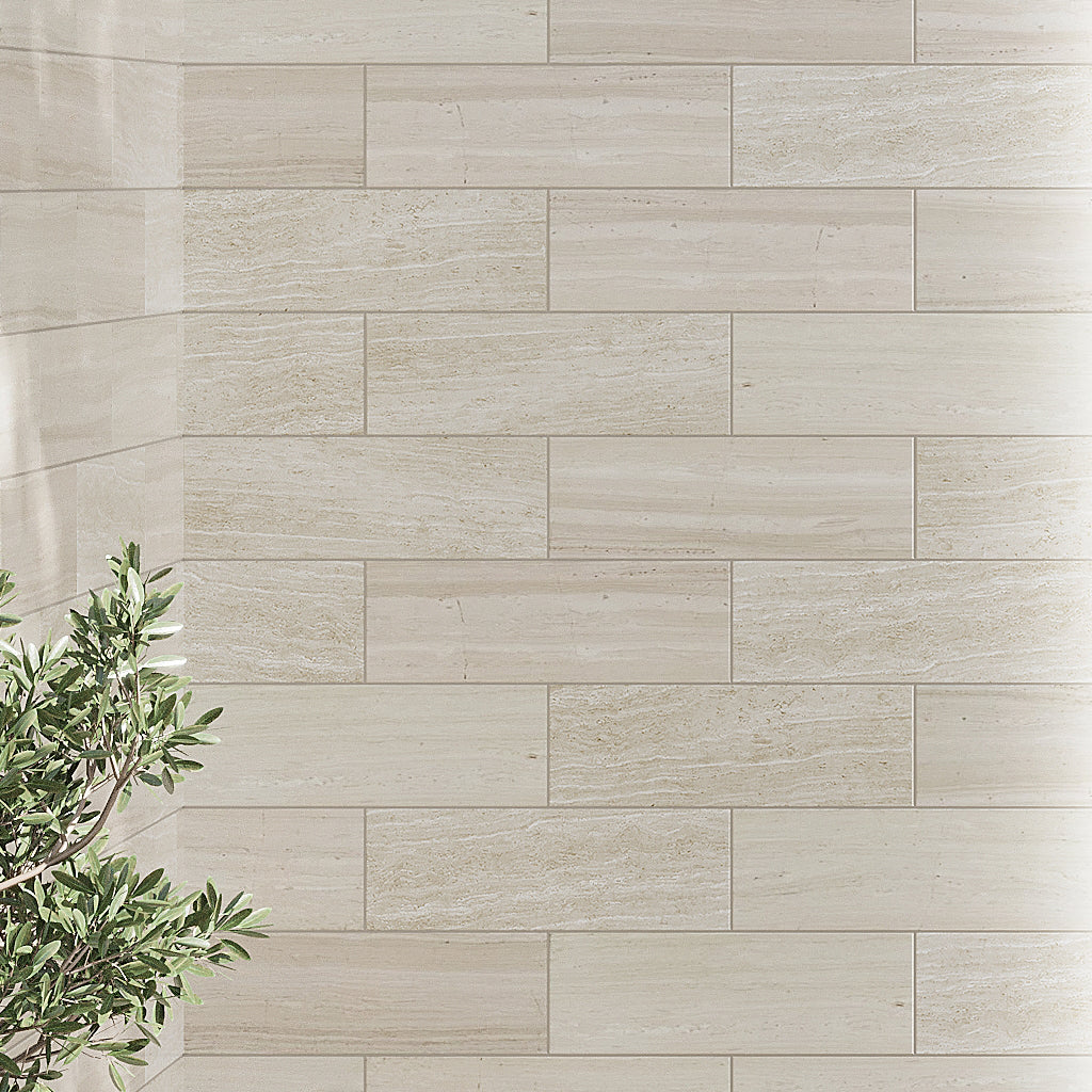 Wooden Beige 4x12 Polished Subway Crystal Sand Marble Tile (15 pack, 5 sq ft/case)