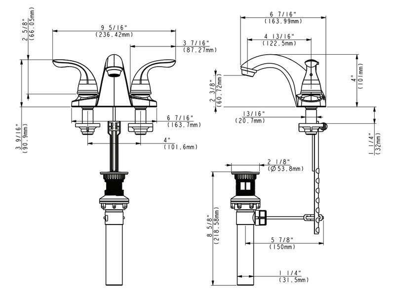 MSI 2handle bathroom faucet 403 chrome FAU B2HCR4206 403