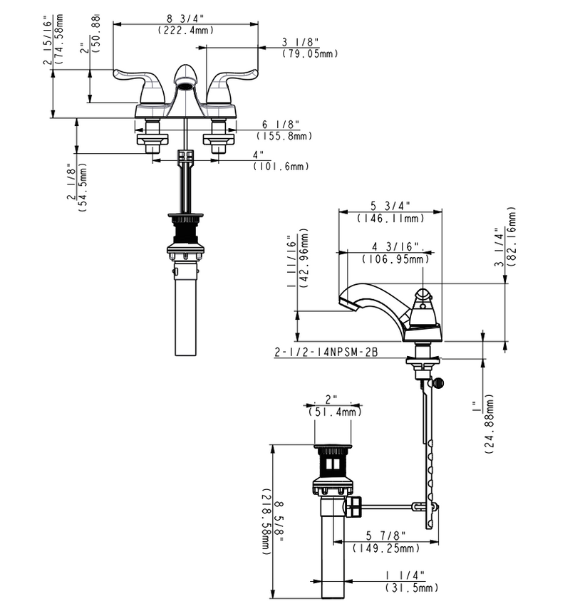 MSI 2handle bathroom faucet 405 chrome FAU B2HCR4201 405