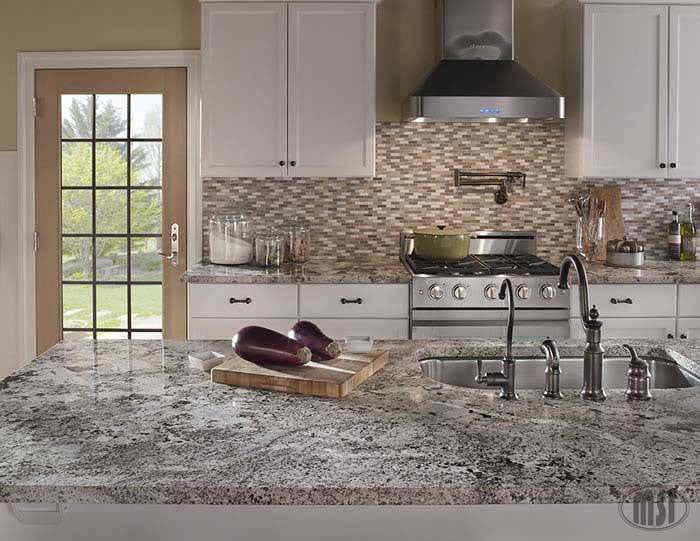 MSI Alaska White Granite Prefabricated Countertop - Island