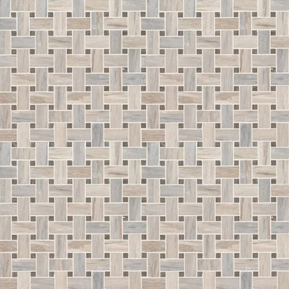 MSI-Angora-basketweave-12X12-polished-marble-mosaic-tile-SMOT-ANGORA-BWP10MM-multiple-tiles-top-view.