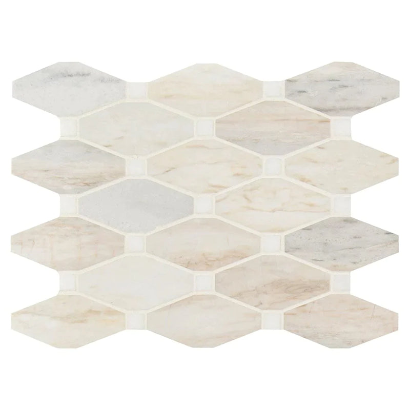 MSI-Angora-elongated-octagon-11.81X13.4-polished-marble-mosaic-SMOT-ANGORA-OCTELP-tile-top-view.