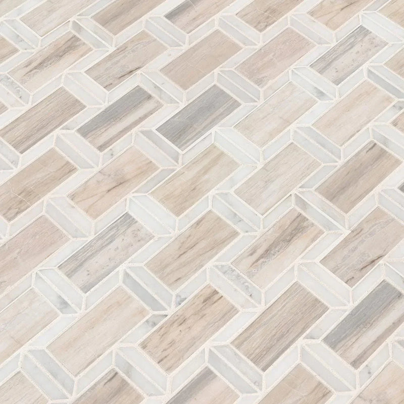 MSI-Angora-framework-12X12-polished-marble-mosaic-SMOT-ANGORA-FRM10MM-multiple-tiles-angle-view.