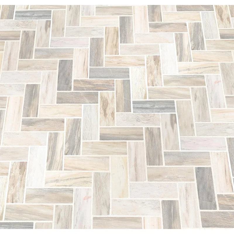 MSI-Angora-herringbone-12X12-polished-marble-mosaic-SMOT-ANGORA-HBP-multiple-tiles-angle-view.