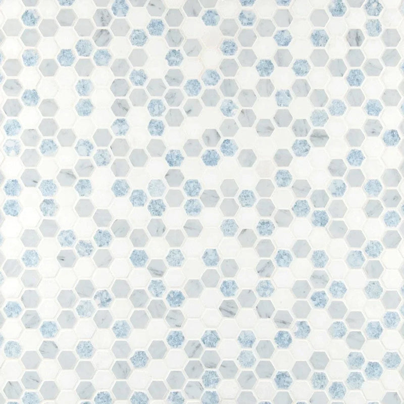 MSI-Azula-hexagon-11.61X11.81-polished-marble-mosaic-tile-SMOT-AZULA-1HEXP-multiple-tiles-top-view.