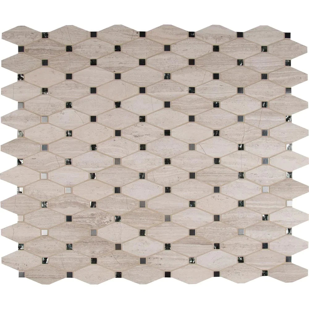 MSI-Bayview-elongated-octagon-11.81X13.4-glass-metal-stone-mosaic-SMOT-SGLSMT-BAYVIEW10MM-multiple-tiles-top-view.