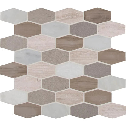 MSI-Bellagio-blend-elongated-hexagon-11.63X12-honed-marble-mosaic-tile-SMOT-BELBLND-HEXEL10MM-top-view.