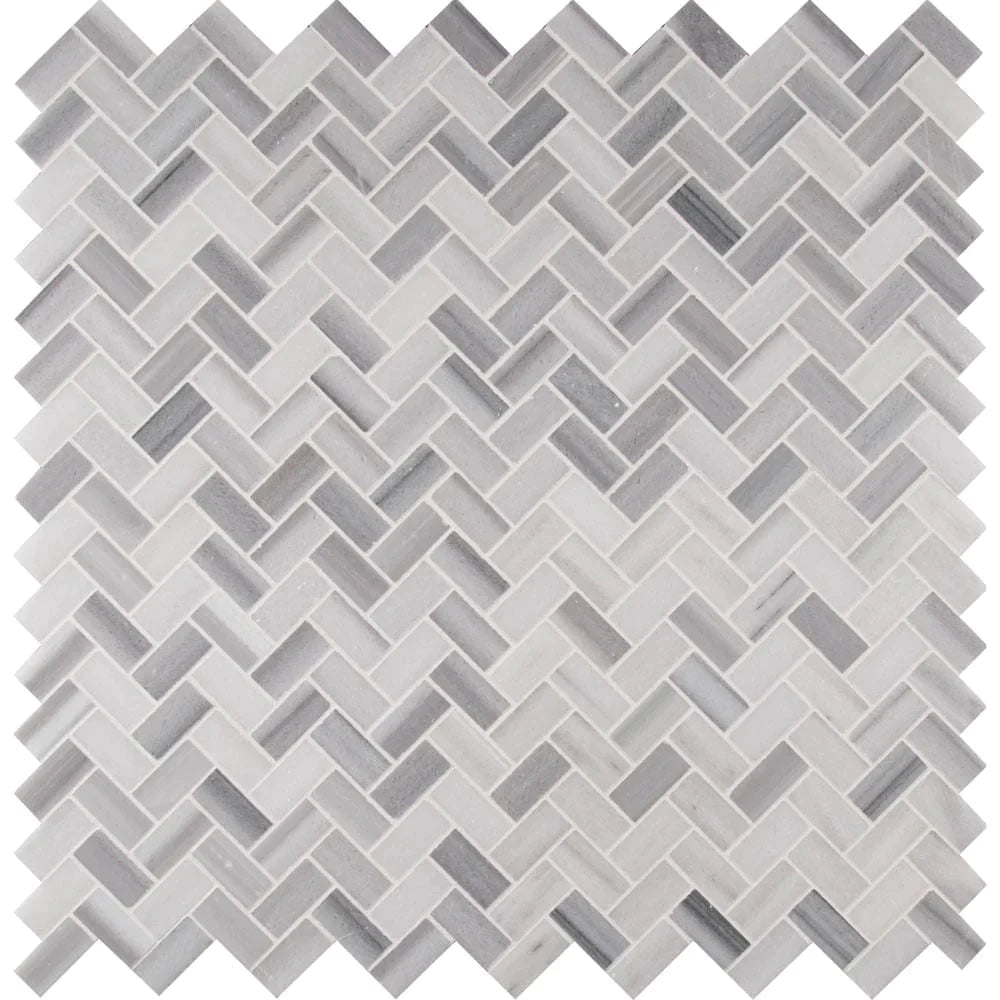 MSI Bergamo Herringbone Polished Marble Mosaic Tile 11.63"x11.63"